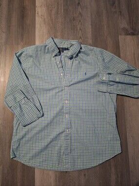 Polo by Ralph Lauren Men’s Green & Blue Checked Button-Down Shirt